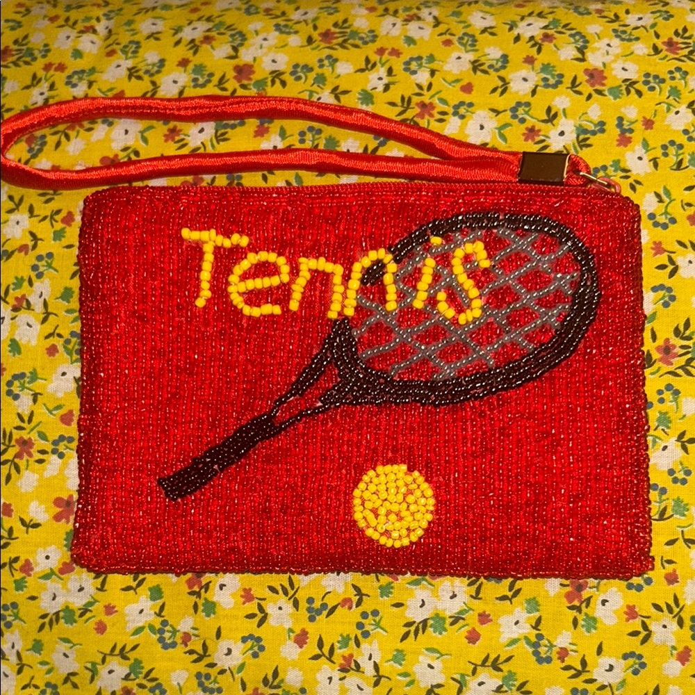 Vintage Beaded Tennis Clutch - Red and Yellow - Picture 5 of 5